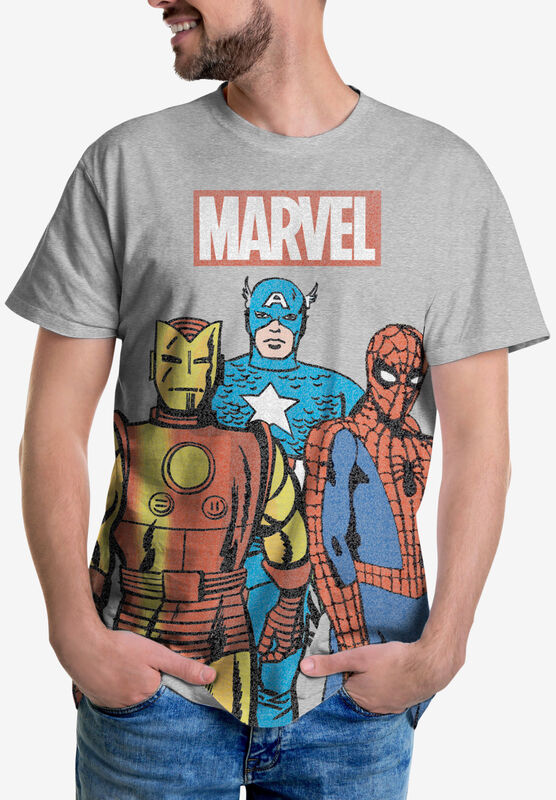 Character Mens Marvel Wash T Shirt Crew Neck Tee Top Short Sleeve Lightweight